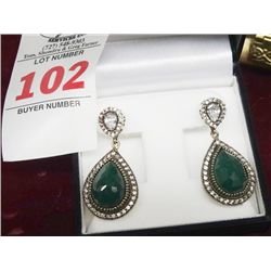 5 Ct. Genuine Emerald Estate Earrings