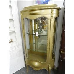 Gold Guilded Bow Front China Hutch