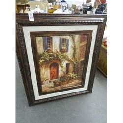 Framed Oil On Board "Floral Court Yard" Signed