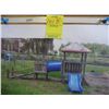 Image 1 : Wooden Playground Set w/Red Roof, Blue Slide & Tube