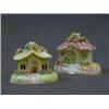 Image 1 : A SMALL LATE 19TH CENTURY PASTILLE BURNER, cottage with pink roof and another version with green...