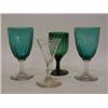 Image 1 : A PAIR OF GREEN GLASS RUMMERS, moulded bowls, a Georgian green wine (s.d.) and a engraved Georgia...
