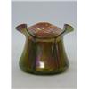 Image 1 : AN IRIDESCENT VASE, Art Nouveau, panel moulded, trefoil undulating rim pontil marked base, height...
