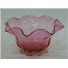 Image 1 : A RUBY GLASS BOWL, wavy rim, pincered foot, diameter 16cm   30-50...