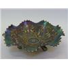 Image 1 : AN AMETHYST CARNIVAL GLASS BOWL, wishbone pattern, three feet, diameter 20cm   30-50...