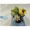 Image 2 : CAPODIMONTE ITALIAN SMALL BLUE BOOT WITH FLOWERS