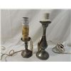 Image 1 : LOT 2 EUROPEAN PEWTER LAMP & LIGHT FIXTURE