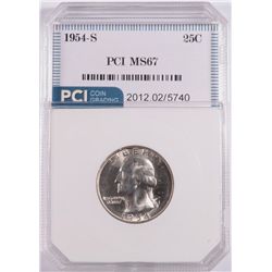 1954-S WASHINGTON QUARTER, PCI MS-67, TRENDS AT $900.00