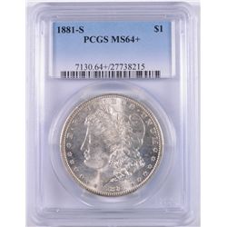 1881-S MORGAN SILVER DOLLAR, PCGS MS-64+