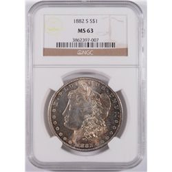 1882-S MORGAN SILVER DOLLAR, NGC MS-63  NICE COLOR!