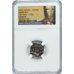 (1035-1125) ITALY LUCCA-DENIER HENERY III-V NGC GENUINE