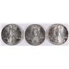 Image 1 : 3 GEM BU AMERICAN SILVER EAGLES (1989,1990,1991)