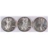 Image 1 : 3 GEM BU AMERICAN SILVER EAGLES (1998,1999,2000)