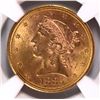 Image 2 : 1885-S $5.00 GOLD NGC MS63+ LOOKS 64!