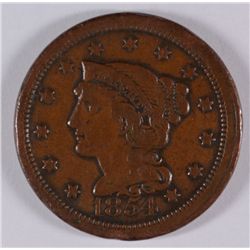 1854 LARGE CENT XF