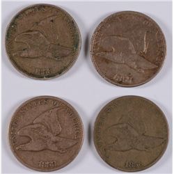 LOT OF 4 FLYING EAGLE CENTS F/VF (1) 1857 & (3) 1858