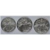Image 1 : 3 GEM BU AMERICAN SILVER EAGLES (2005,2006,2007)
