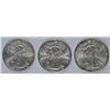Image 1 : 3 GEM BU AMERICAN SILVER EAGLES (2008,2009,2010)