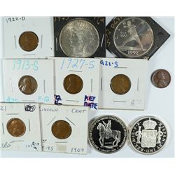 LINCOLN ONE CENT: 1921 XF, 1909 XF, 1913-S VG, 1927-S VG , 1933-D VG, 1921-S F,