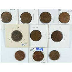 LOT OF 10 TWO CENT PIECES VARIOUS DATES AND GRADES