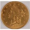 Image 1 : 1861 $20 GOLD LIBERTY, AU  BETTER DATE