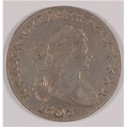 1806 BUST HALF DOLLAR,  POINTED 6, STEM THRU CLAW, XF/AU VERY SCARCE THIS NICE.