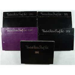 (5) US PROOF SETS (73, 75, 76, 81, 87)
