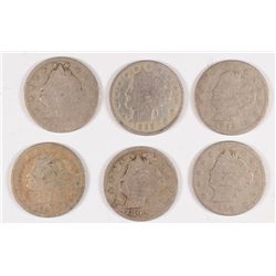 (6) 1892 V-NICKELS FAIR/AG