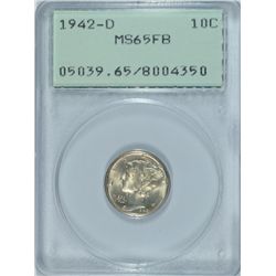 1942-D MERCURY DIME PCGS MS-65 FB OGH