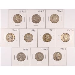 (10) WASHINGTON QUARTER (44-D, 44-S, 45, 45-D, 45-S, 46, 46-D, 46-S, 47, 47-D)
