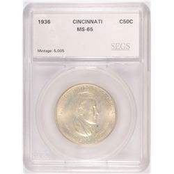 1936 CINCINNATI COMMEN HALF DOLLAR SEGS MS-65
