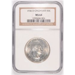 1936-D CINCINNATI COMMEN HALF DOLLAR NGC MS-64