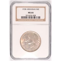 1938 ARKANSAS COMMEN HALF DOLLAR NGC MS-64
