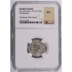 ANCIENT ROMAN SILVER DENARIUS, RULE OF SEV ALEXANDER, AD 222-235  NGC  AU