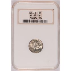 1944 D MERCURY DIME NGC MS 67 FB