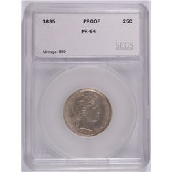 1895 PROOF BARBER QUARTER SEGS PR-64