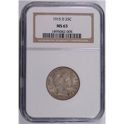 1915-D BARBER QUARTER NGC MS63