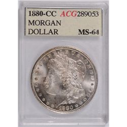 1880-CC MORGAN SILVER DOLLAR, ACG MS-64  WHITE!
