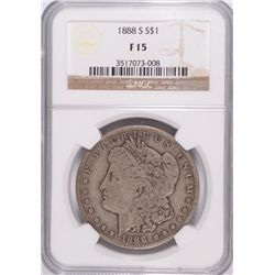 1888-S MORGAN SILVER DOLLAR, NGC F/VF 15  SEMI-KEY