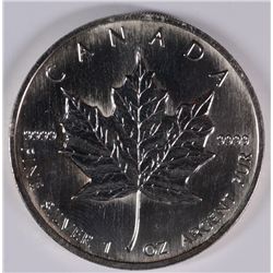 1998 CANADIAN SILVER MAPLE LEAF  $5.00 .9999  SILVER ONE OUNCE COIN, GEM BU