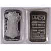 Image 1 : ( 2 ) DIFFERENT ONE OUNCE .999 SILVER BARS