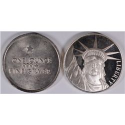 ( 2 ) DIFFERENT ONE OUNCE .999 SILVER ROUNDS