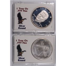 ( 2 ) DIFFERENT ONE OUNCE .999 SILVER ROUNDS
