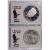 Image 1 : ( 2 ) DIFFERENT ONE OUNCE .999 SILVER ROUNDS