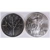 Image 1 : 2011 AMERICAN SILVER EAGLE AND 2011 CANADIAN MAPLE LEAF ONE OUNCE SILVER COINS