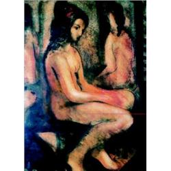 Karel Soucek ( 1915-1982 ) - Young Girl Nude in front of Mirror 