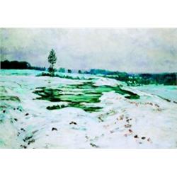 František Kaván ( 1866-1941 ) - Thaw on Vítanovský Stream