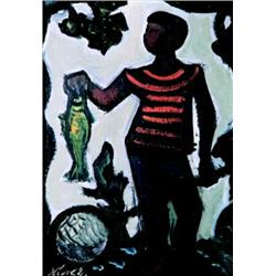 Jan Havlík ( 1915-1995 ) - Boy with Fish 