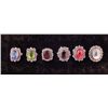 Image 1 : 6 Sterling Rings Sapphire Emerald Garnet Ruby Moonstone