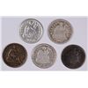 Image 1 : (5) SEATED HALF DIMES (48-O, 49, 53, 53-O, 54)